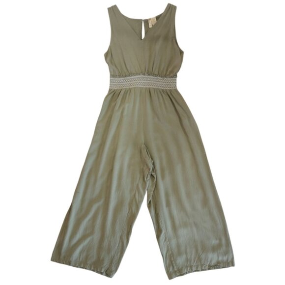 Japna Scoop Neck Sleeveless Tank Capri Jumpsuit in Sage Green - Sz XS - Picture 1 of 8
